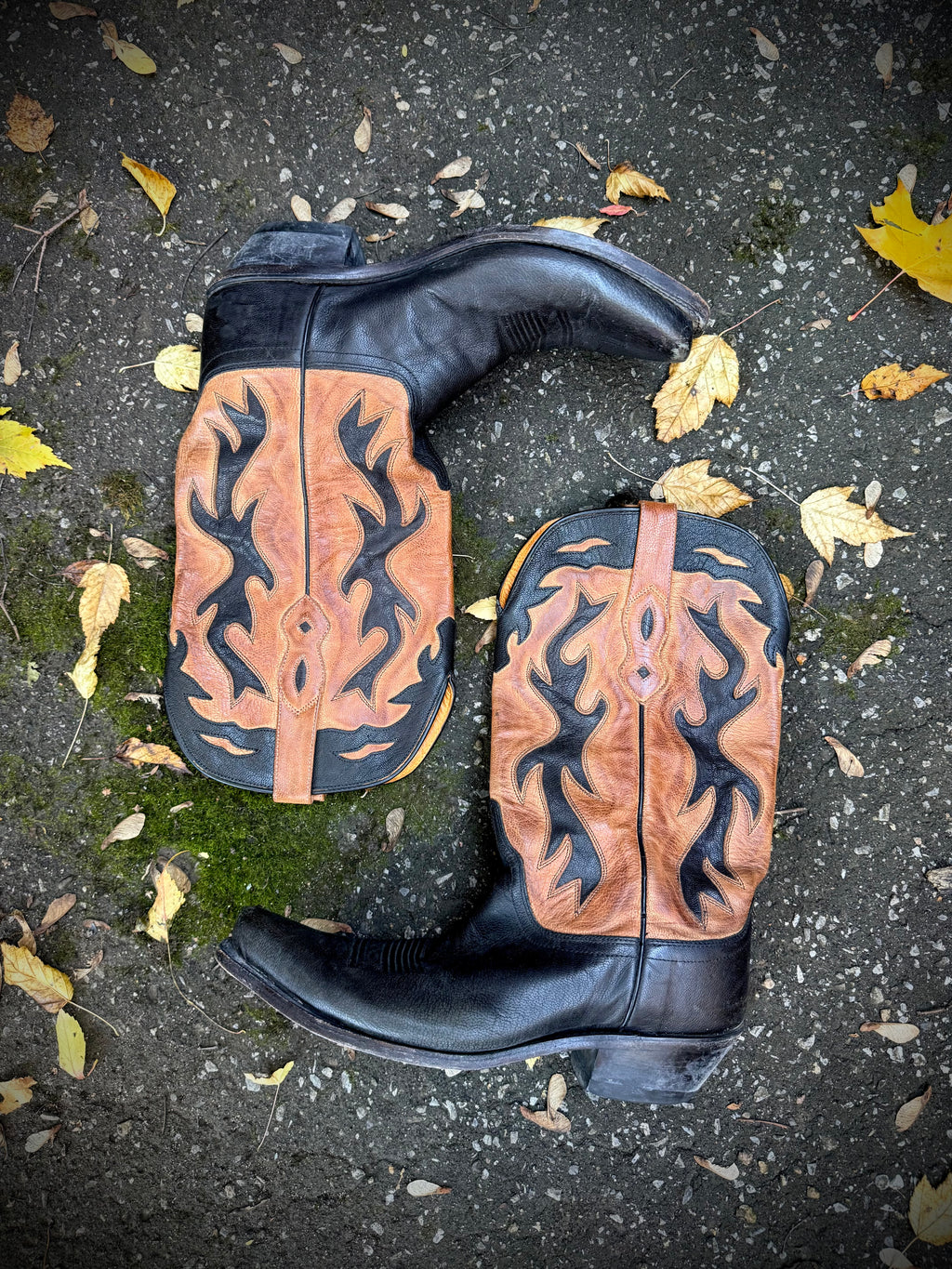 Old West Black & Cognac Cowboy Boots | Women’s 9.5