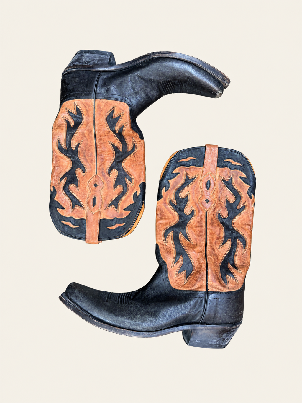 Old West Black & Cognac Cowboy Boots | Women’s 9.5