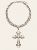 Holy Heart Pearl Cross Necklace