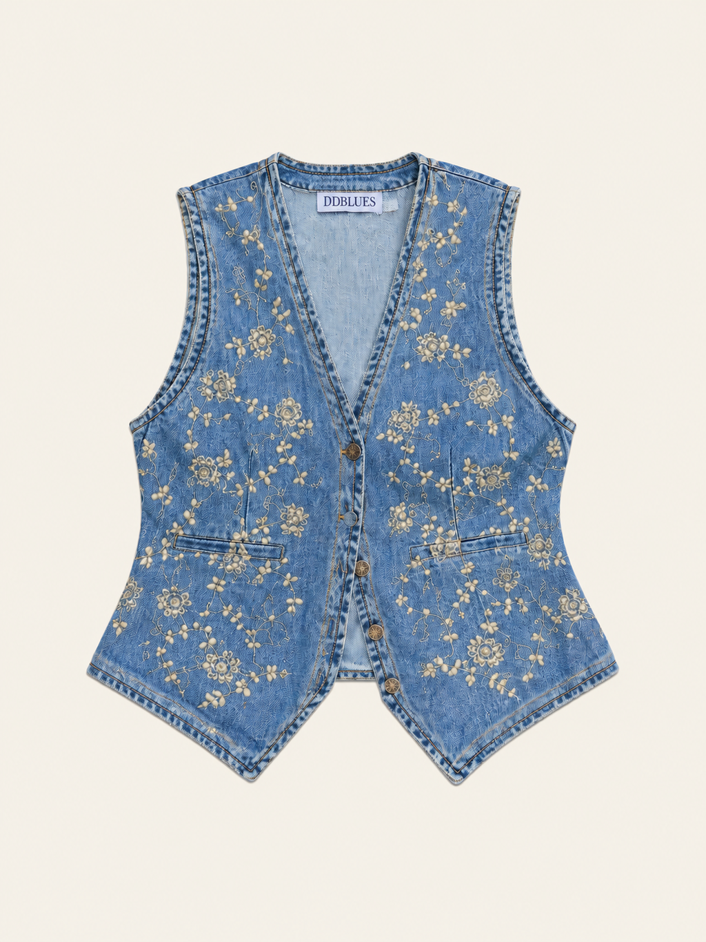 Prairie Rose Denim Vest | Medium