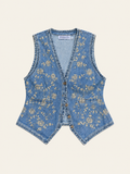 Prairie Rose Denim Vest | Medium