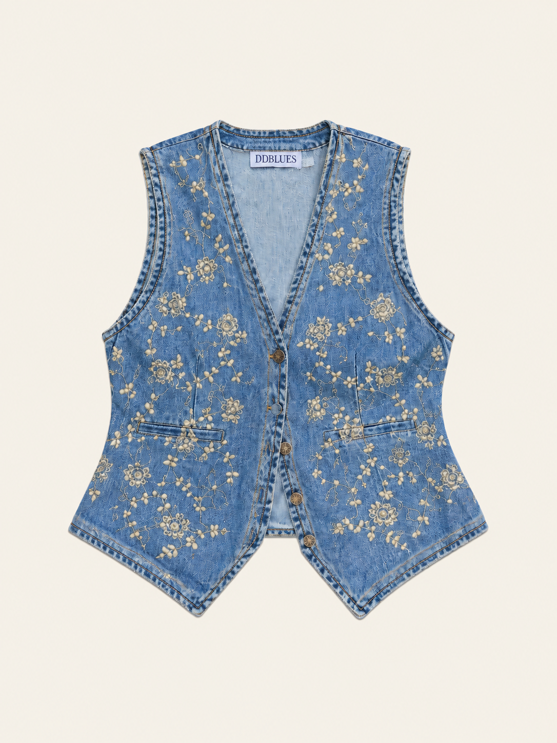 Prairie Rose Denim Vest | Medium