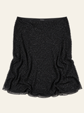 Vintage Black Beaded Midi Slip Skirt | 2X