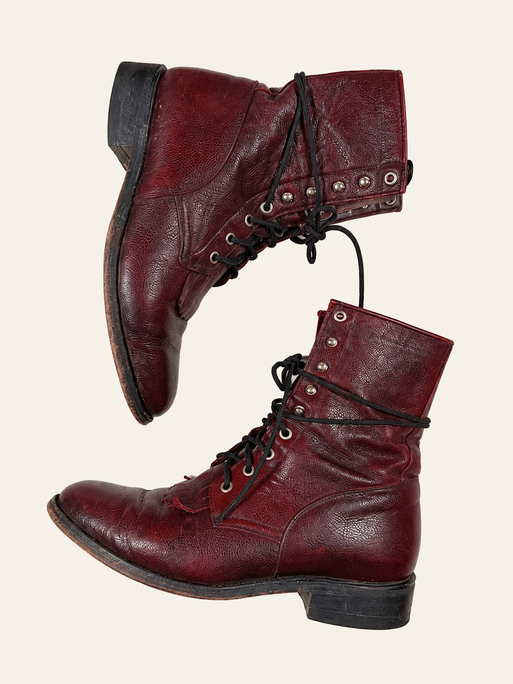 Vintage Oxblood Lace-Up Leather Boots | Women’s 9